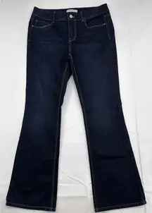 WHITE HOUSE BLACK MARKET Size 8s BLANC DARK Denim Blue Wash BOOT LEG JEANS