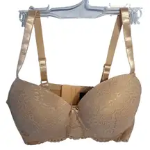 Unbranded Beige Lace Full Coverage Underwire Bra Size 40C