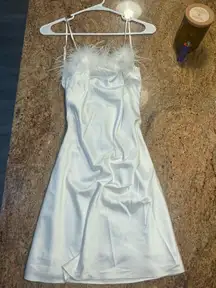 White Satin Feather Dress