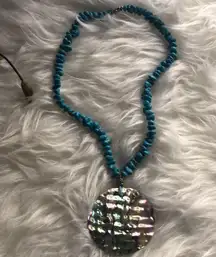 Turquoise rock and‎ abalone shell necklace