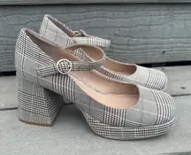Steve Madden Plaid Chunky Tiffane Mary Jane Heels Size 9