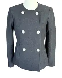 Talbots black double breasted fully lined wool jacket coat women's size 0P