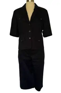 TALBOTS Navy Blue Short-Sleeve Suit