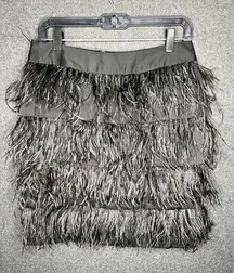 J. McLaughlin Melina Skirt in Black Feather Fringe Short Size 4 Women’s