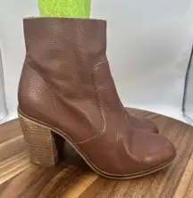 Dr. Scholls Preston Ankle Boots Bootie Cognac Brown Leather Boho Women's 7M