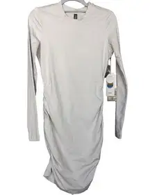 Vuori Long Sleeve Halo Essential Stretch Knit Dress Salt Heather Small New $128
