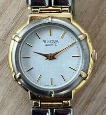 Bulova  Ladies Watch Two-Tone Bracelet Case Sparkling Silver Dial Gold-Tone Hands