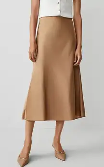 Zara a-line midi satin  milk chocolate Skirt size L 