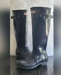 Hunter Original Black Gloss Rain Boots Women's Size 6