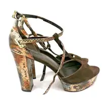 Rachel Zoe Paloma Snakeskin Suede Platform T Strap Sandals $295 NWOB Sz 10 B M