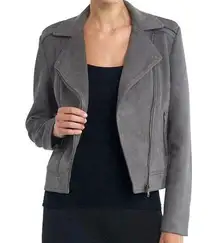 Philosophy  Faux Suede Moto Jacket Coat Grey Full Zip Womens Size Small Pockets