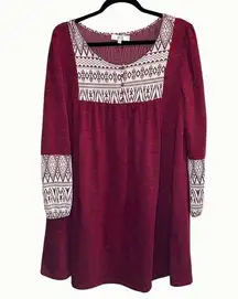 Boutique Entro Medium Boho Western Embroidered swing Dress