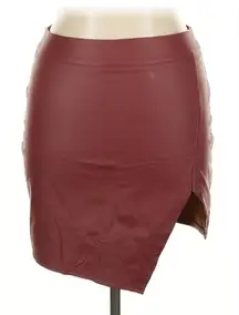 Elegant Maroon asymmetrical maroon faux leather Pencil Skirt Sz Med ~NWOT
