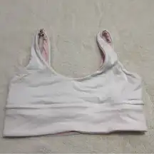 White and pink lululemon reversible align bra