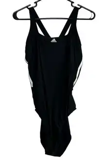 Adidas Womens Black Open Back One Piece Bathing Suit Size 16