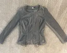 KUT from the Kloth Gray Faux Suede Peplum Jacket, Size Medium