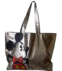 Disney Parks gold glitter Mickey Mouse Tote Bag Faux Leather Sparkle  Purse