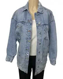 American Eagle Oversized Distressed Denim‎ Jean Jacket Small