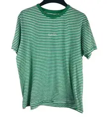 Denim & Flower Ricky Singh Green White Striped Lucky  M Semi Fitted Tee T-Shirt