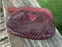 Brighton Leather Coin Purse Wallet‎ Red Animal Zipper Closure Change Pouch  K