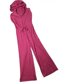 Vtg 1970s Jody T of California Pink Hooded Wide Leg Polyester Disco Jumpsuit S