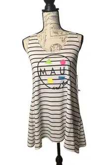 Maui and Sons Medium NWT Black and White Striped Tank Top