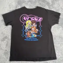 Y2K Tee Shirt SZ L Bratz 2000s Graphic Grunge Fairy Skater Black Neon MGA