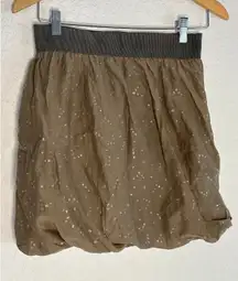 J. Crew Olive Green Bubble Mini Skirt Fairy Grunge Indie Sequin Y2K Silk Blend