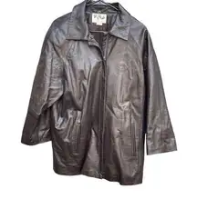 Talk of the walk chocolate brown oversized vintage leather jacket size small