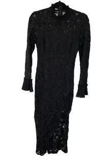 ALEXIS Fala Lace Long-Sleeve Front-Slit Cocktail Dress