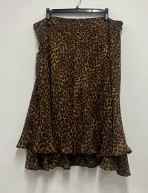 George Me Women’s Brown and Black Cheetah Print Skirt - 100% Polyester. Size: 14