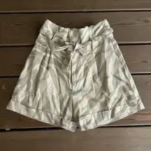 ANINE BING Beige Tan Zebra Print High Waist Belted Shorts Size 36 / US 6