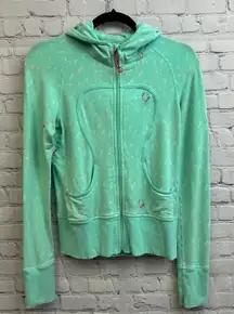 Lululemon Scuba Full Zip Hoodie Mint Green Red Horse Pattern Women's Size 6**