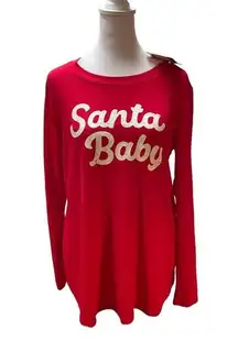 NWT  Red with White Letters Santa Baby Long Sleeve Crew Neck Tee