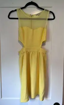 Charlotte russe- yellow mesh dress with cutouts