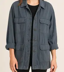 BDG Utility Jacket Oversized Dark Wash Button Front Long Sleeve Pockets XS TP