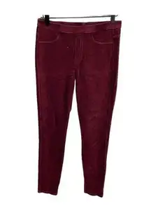 Uniqlo Womens Jeggings Pants Red Cotton BlendPull On Stretch Pockets Corduroy L