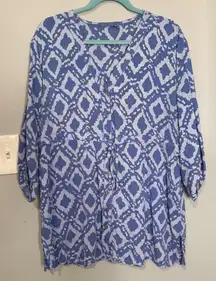 Fresh Produce Blue Geometric Cotton Blouse