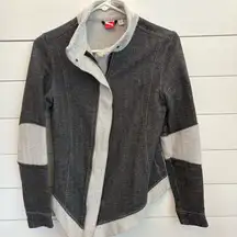 PUMA Women's Gray Herringbone Asymmetrical Moto Jacket Size‎ M