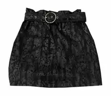 Haute Monde Black Faux‎ Snakeskin Mini Skirt