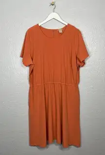 Duluth Trading Co Women Plus Size 1X Orange Flexcellence Dress Lightweight