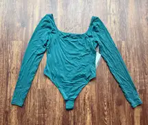 NWT Lululemon Teal Wundermost Nulu Square Neck Long Sleeve Thong Bodysuit-Size S
