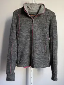 Frauenschuh 100% wool Zip Jacket outdoors Warm Up Pink Trim‎ Gray sz XS