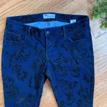 Old Navy Rockstar Skinny Jeans 4 Velvet Black Damask Applique Midnight Blue