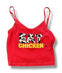 Cropped Red Eat Chicken Cow Print Tank