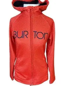 Burton Snowboards Womens  Red Polka Dot White Hoodie Sweatshirt Full Zip