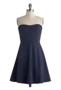 Navy Blue Strapless A-Line Party Dress by Hello Miss from ModCloth Medium