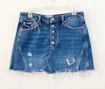 Free People We The Free | Denim A-Line Distressed Mini Skirt