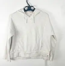 FABLETICS Cream Long Sleeves Kangaroo Pocket Cropped Hoodie Pullover Sweater