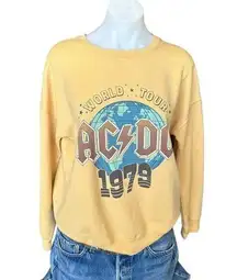 AC/DC World Tour 1979 Sweatshirt Yellow Concert Oversized Boyfriend Boxy Retro